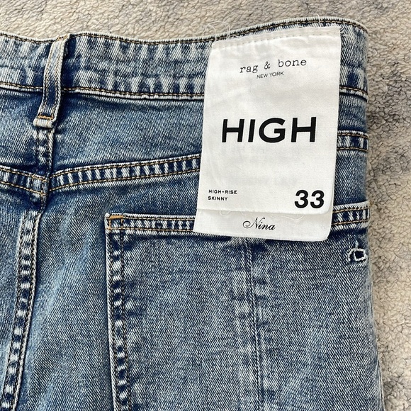 NWT Rag & Bone Nina High Rise Skinny Jeans Farrow Wash Button Fly Sz 33 - Picture 10 of 10